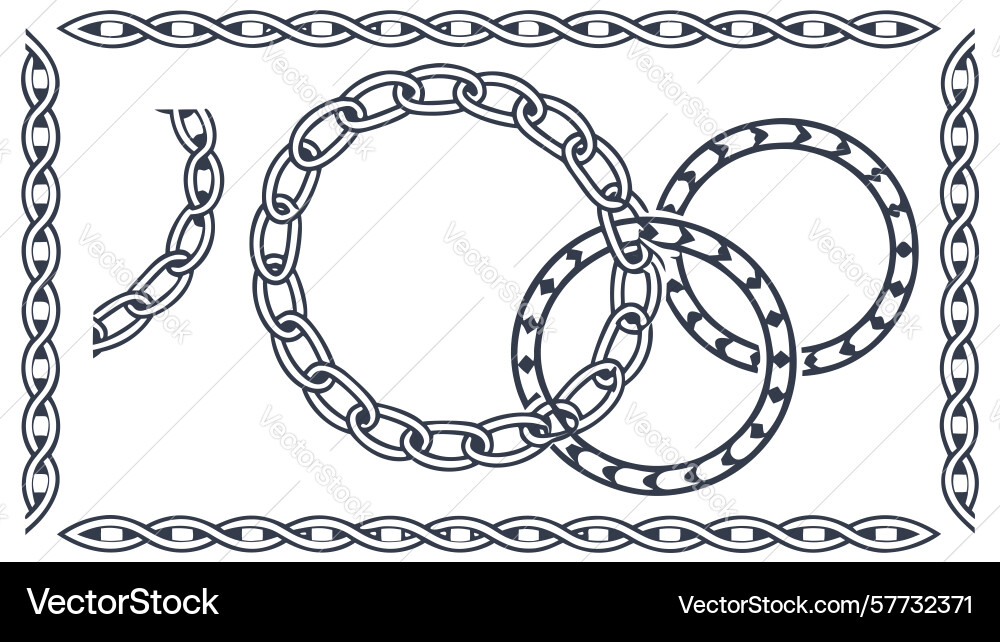 Interlocking rings border pattern continuous vector image