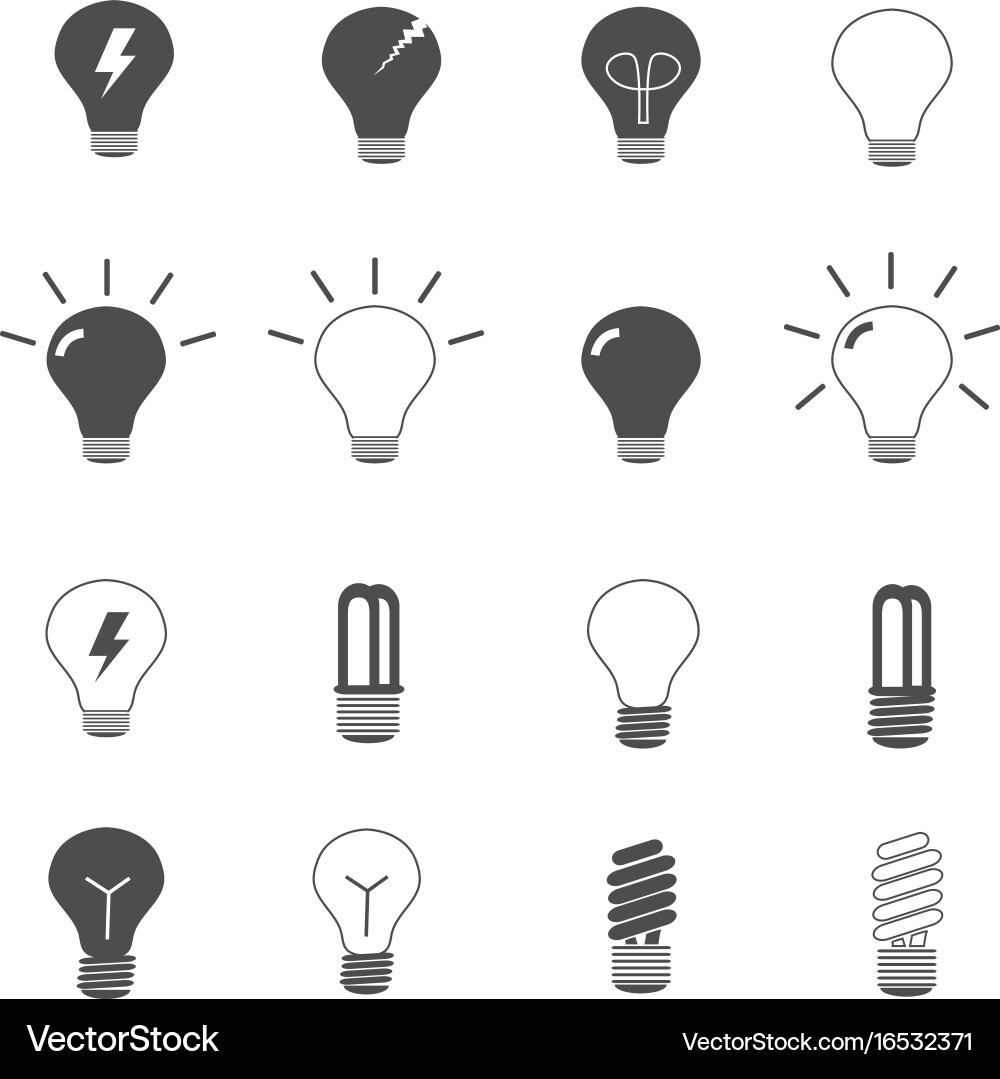 Lightbulb and led lamp icons set Vector Image