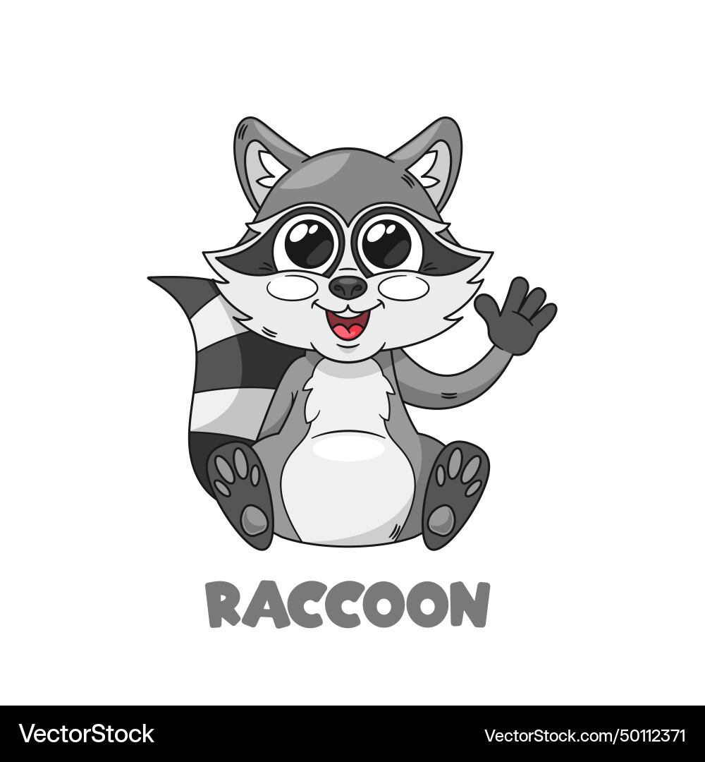 Lovable cartoon raccoon forest animal character Lovable cartoon raccoon forest animal character Vector Image