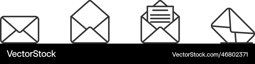 Mail set line icons open and closed envelope Mail set line icons open and closed envelope vector image
