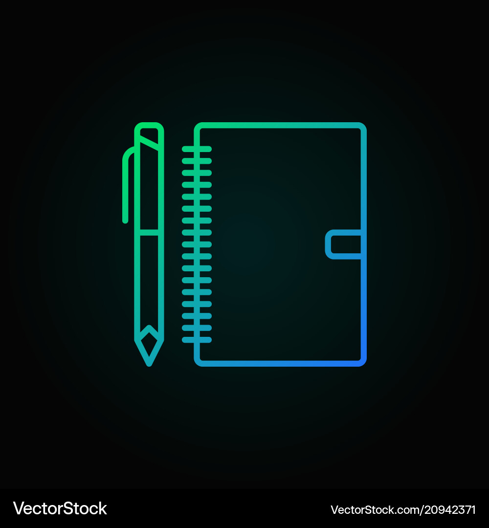 Notebook with pen outline colored Notebook with pen outline colored vector image