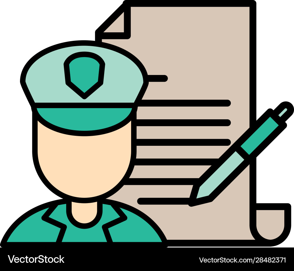 Postman worker with paper document and pen vector image