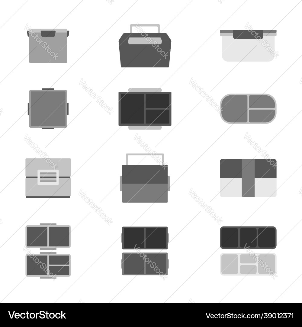 Set linear minimalistic lunchbox icons Set linear minimalistic lunchbox icons vector image