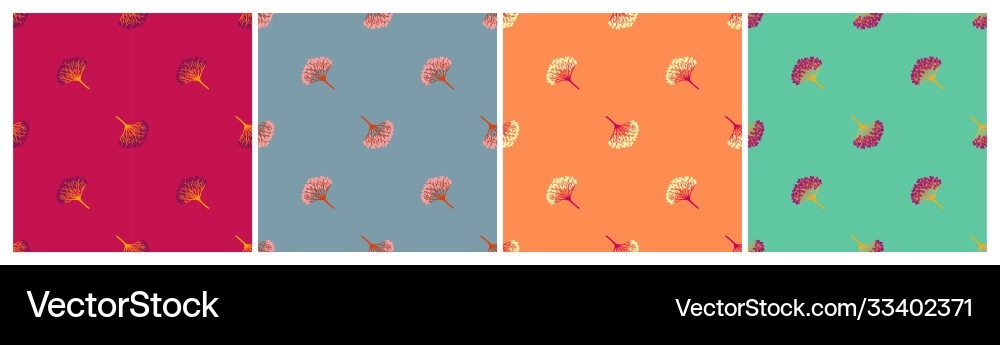 Set seamless geometric patterns with viburnum Vector Image