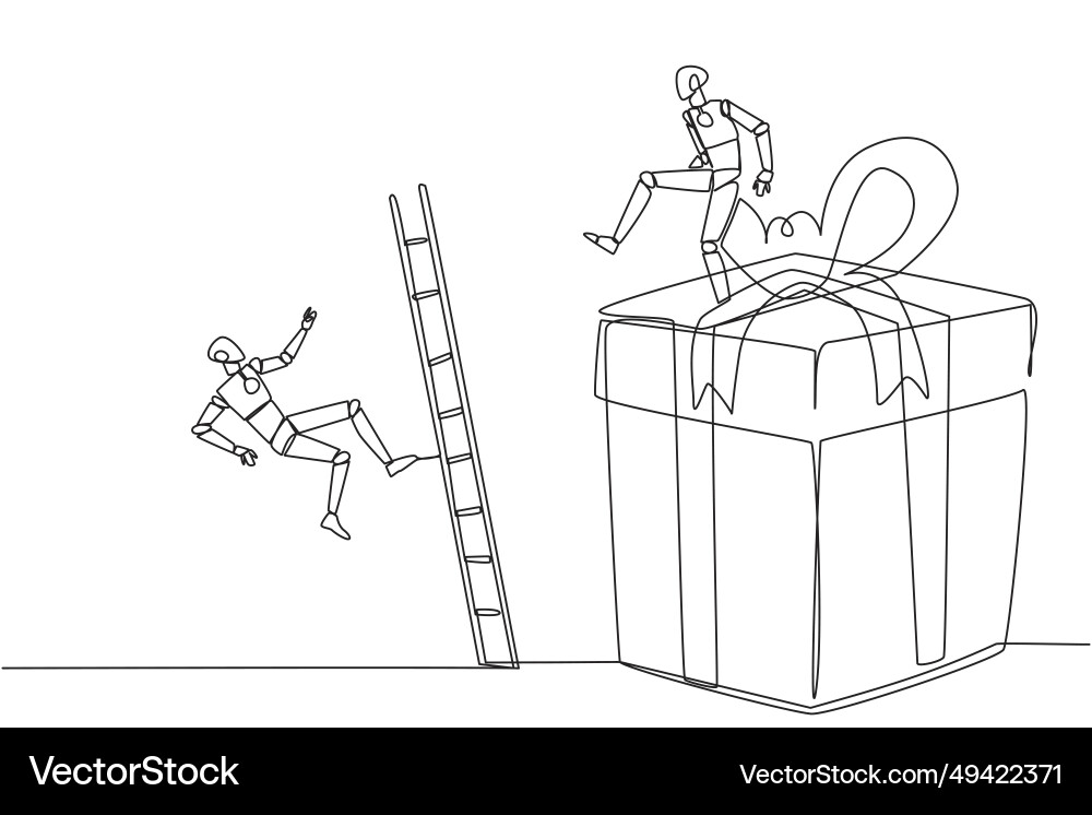 Single continuous line drawing the smart robot Single continuous line drawing the smart robot vector image
