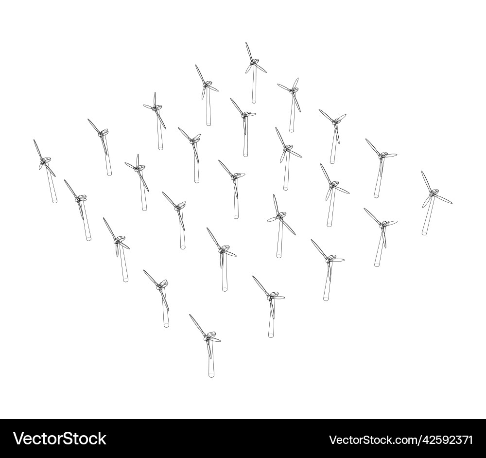 Wind turbines rendering of 3d vector image