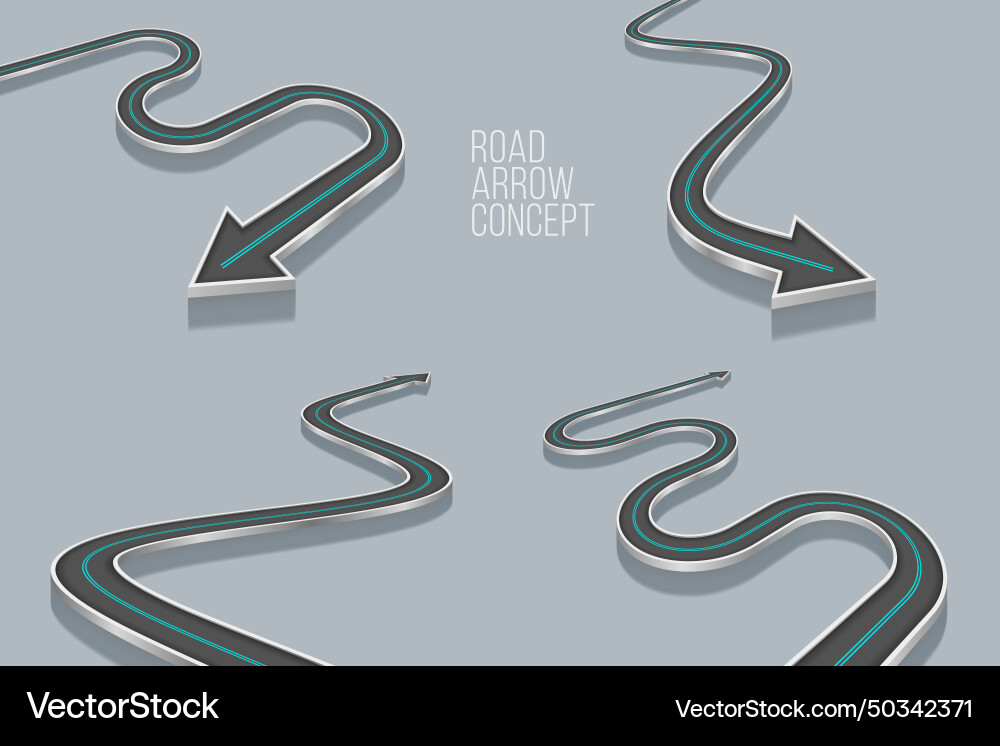Winding 3d road infographic concept on a white Winding 3d road infographic concept on a white vector image
