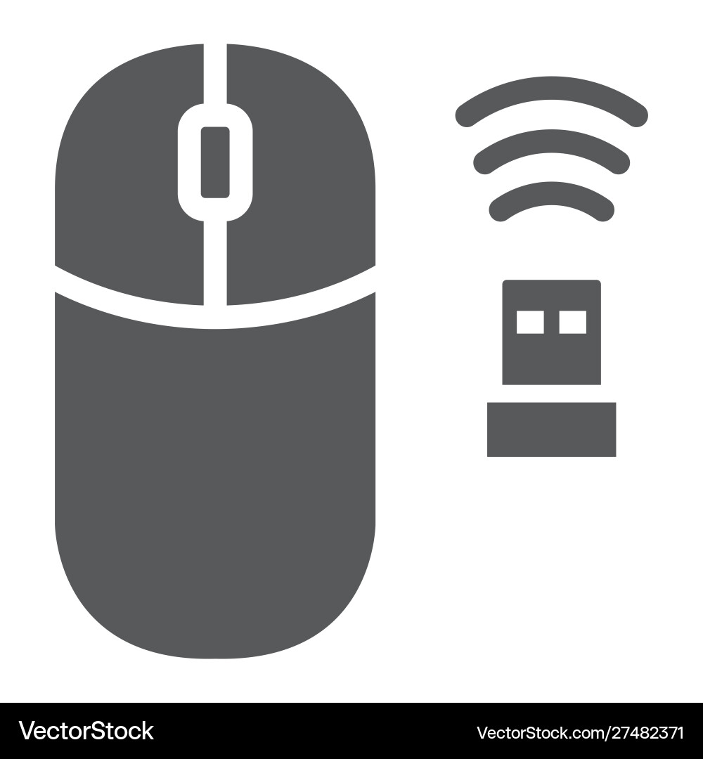 Wireless mouse glyph icon cursor and device Wireless mouse glyph icon cursor and device vector image