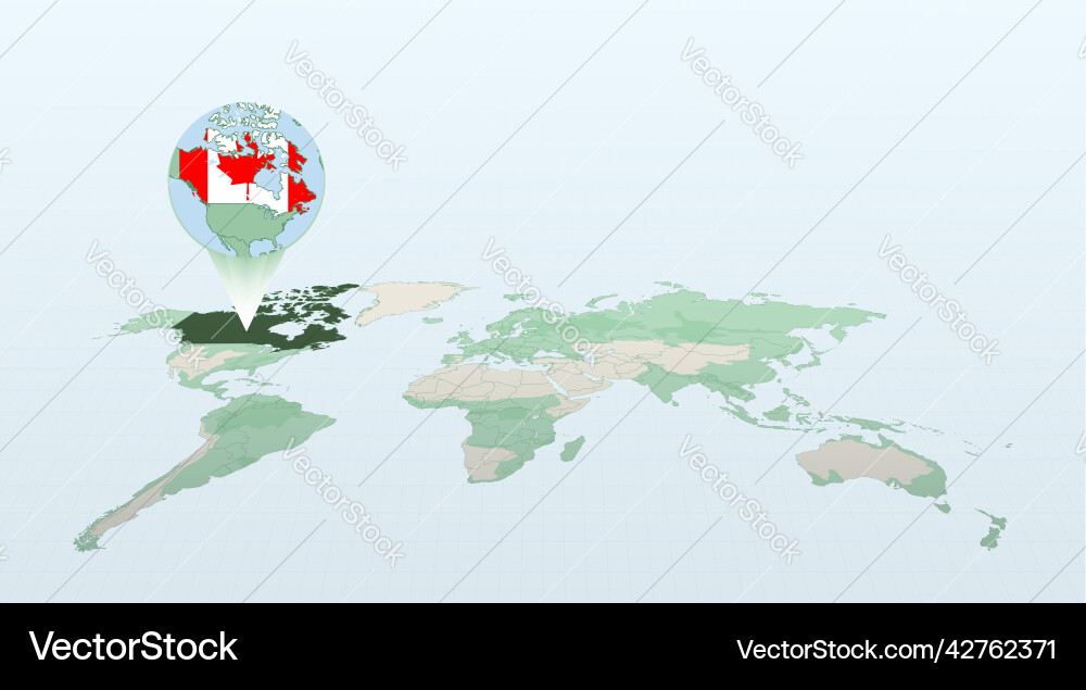 World map in perspective showing the location Vector Image