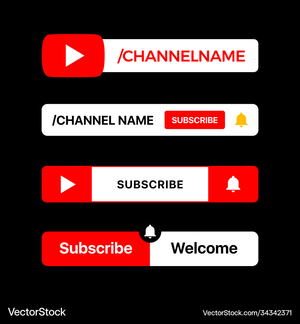 Youtube button set lower third Youtube button set lower third vector image