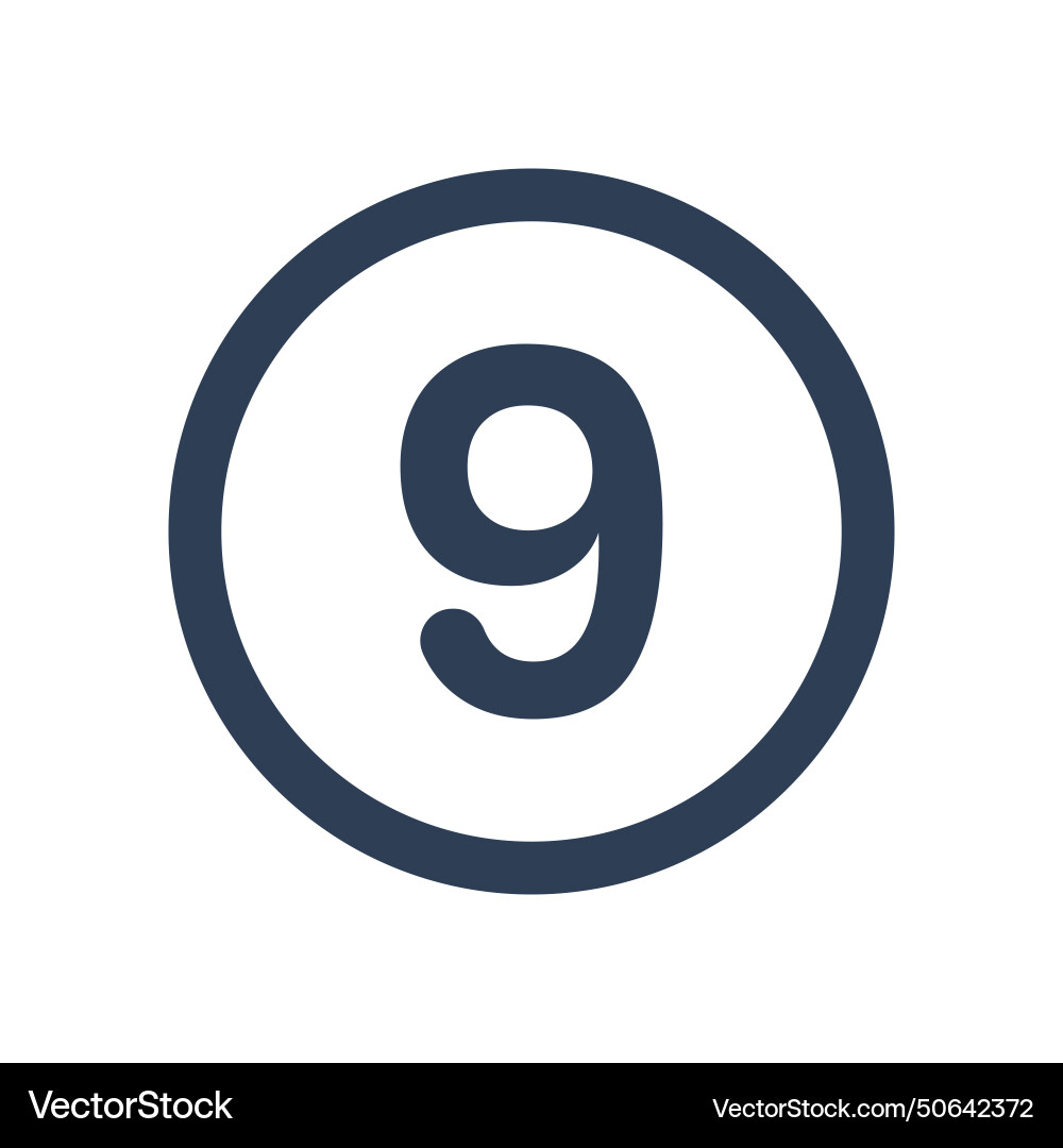 9 icon numeric number inside circle two vector image