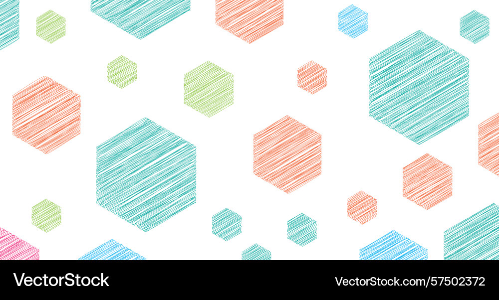 Abstract colorful hexagon scribble textured Vector Image