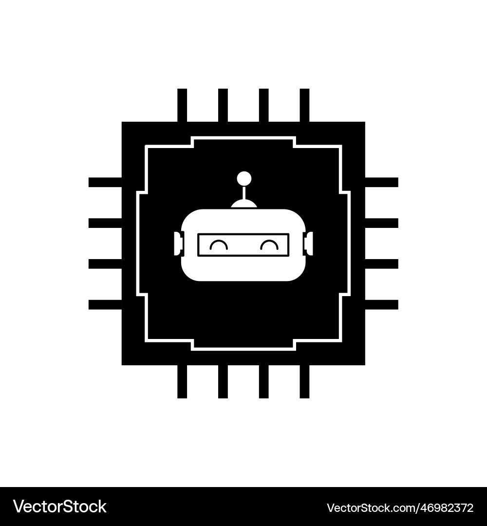 Artificial intelligence robot and chip icon Artificial intelligence robot and chip icon vector image