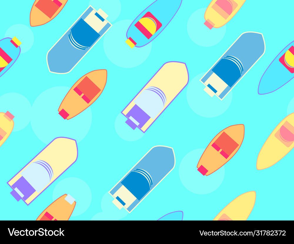 Boats seamless pattern top view float Vector Image
