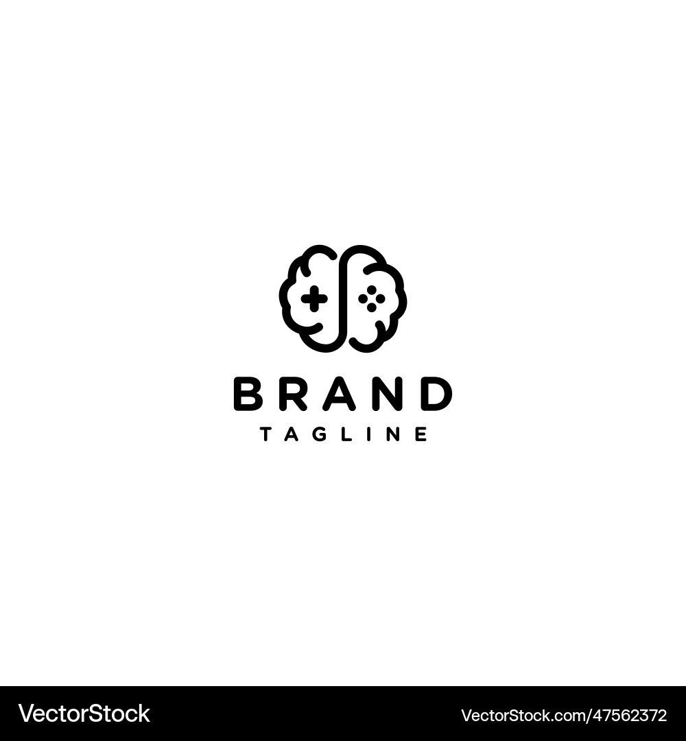 Brain icon with dots joystick buttons Brain icon with dots joystick buttons Vector Image