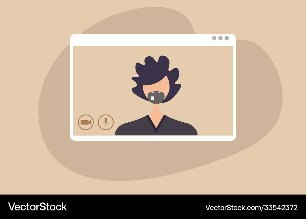 Character using a video call interface Character using a video call interface vector image