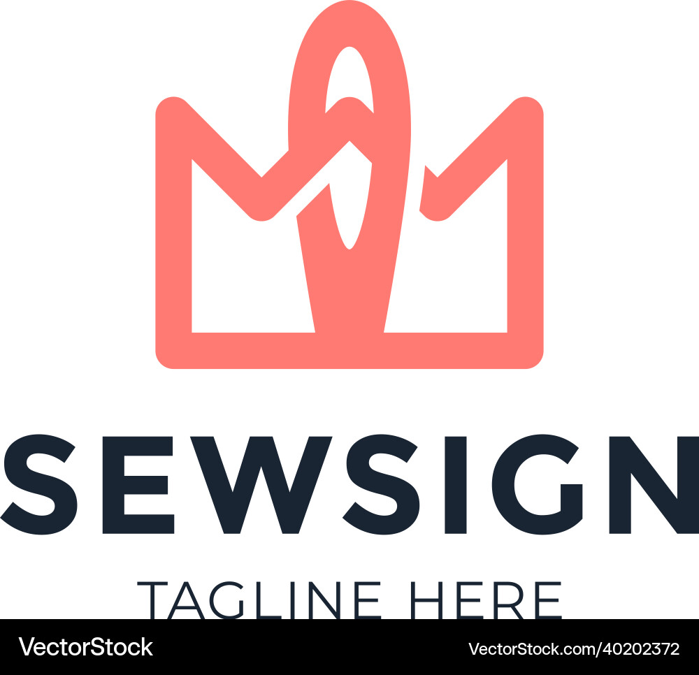 Crown Sewing Needle Logo Vector Image
