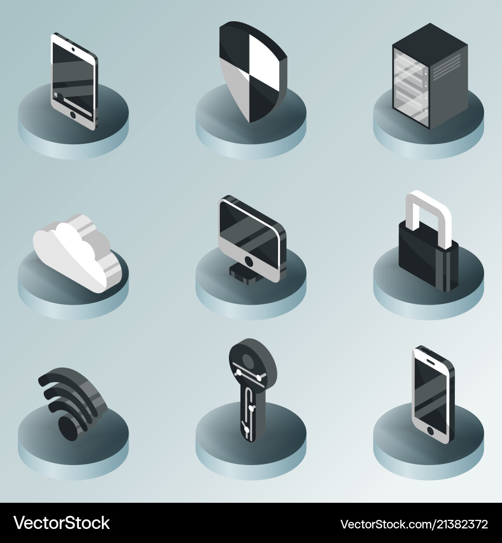 Cybersecurity Isometric Icons Set Royalty Free Vector Image