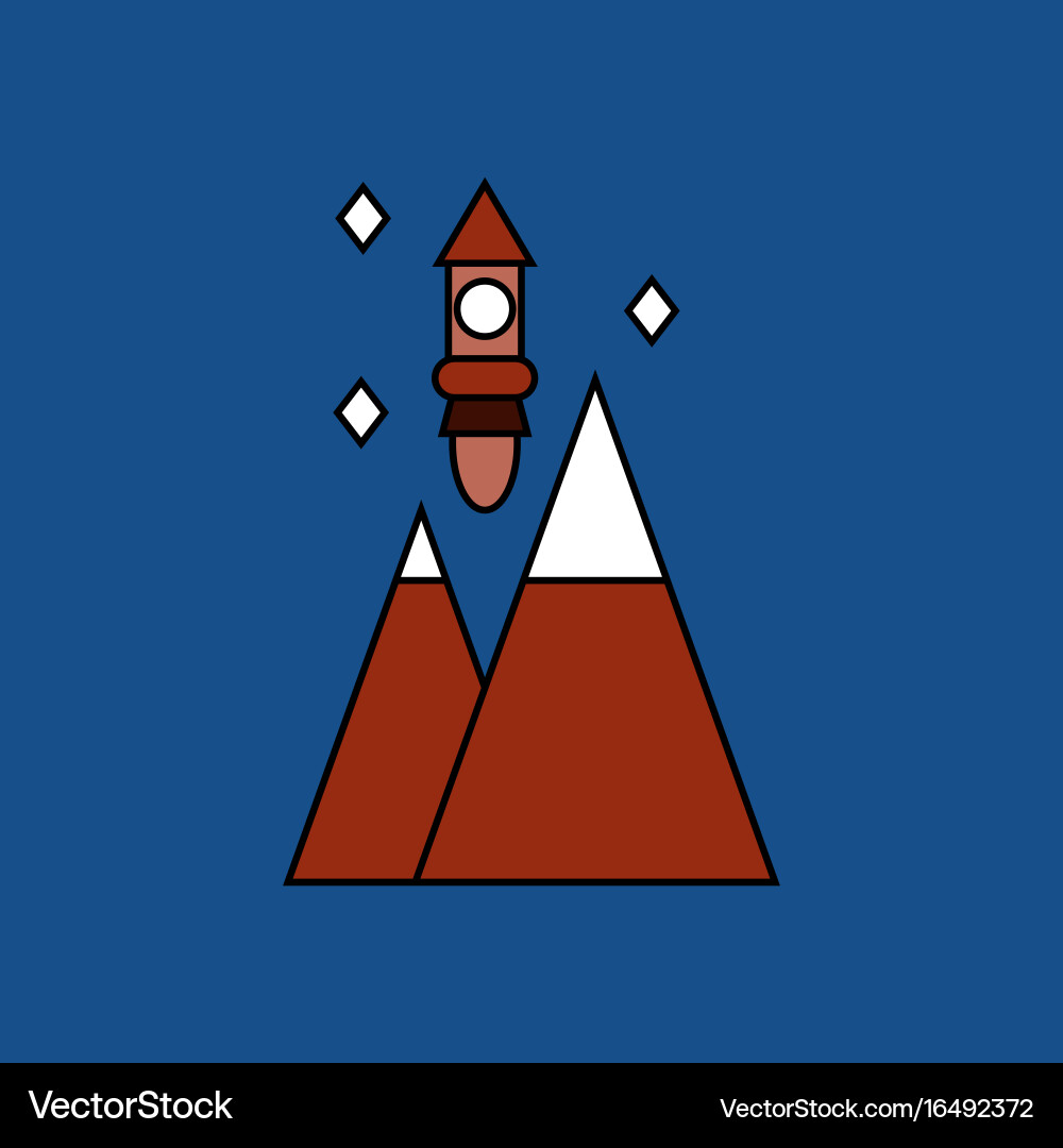Flat icon design collection rocket and pyramids Vector Image