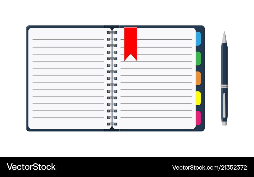 Notebook with Paper and Pen vector image