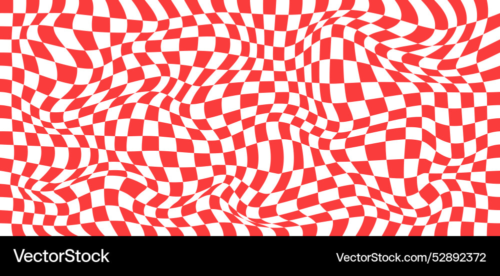 Red and white distorted checkered pattern Red and white distorted checkered pattern vector image