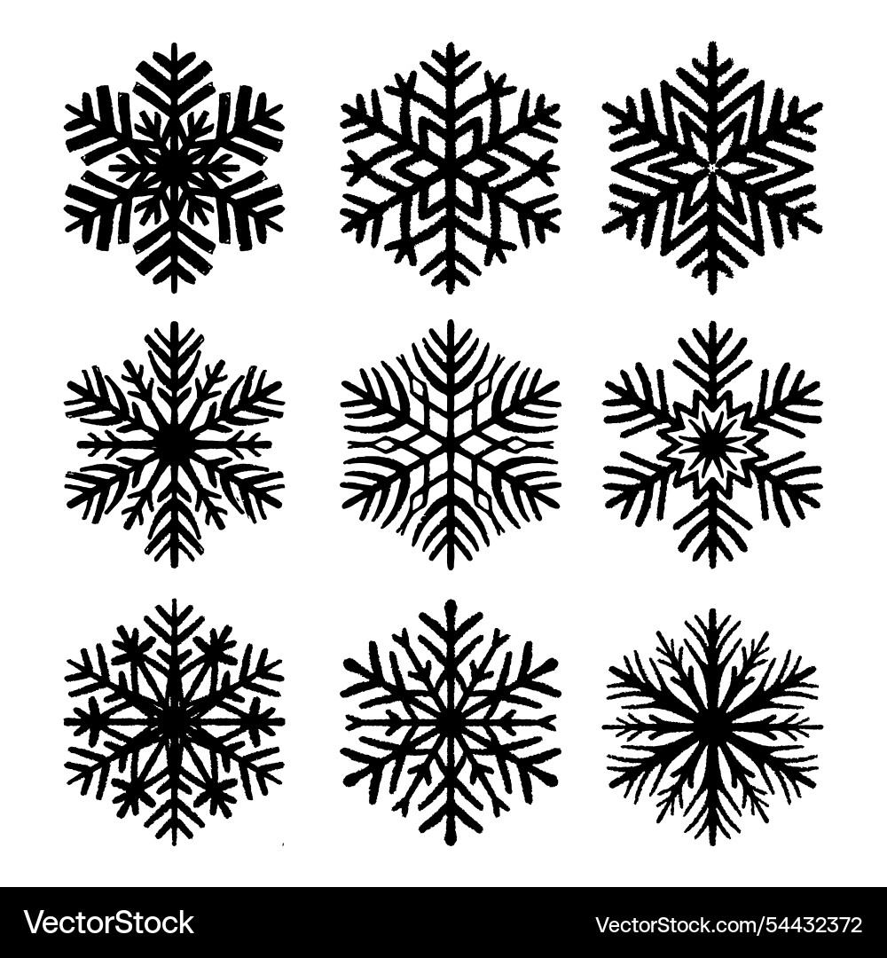 Rustic snowflakes black Royalty Free Vector Image