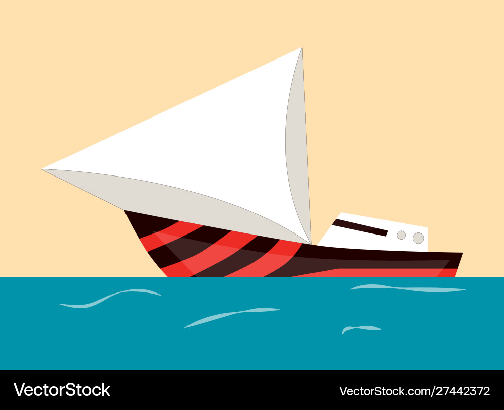 Sailing boat water isolated transport icon flat Sailing boat water isolated transport icon flat vector image