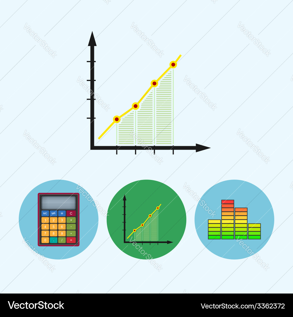 Set icons with calculator indicator chart Vector Image