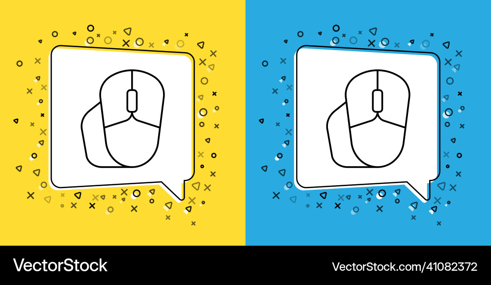 Set line computer mouse icon isolated on yellow Set line computer mouse icon isolated on yellow vector image