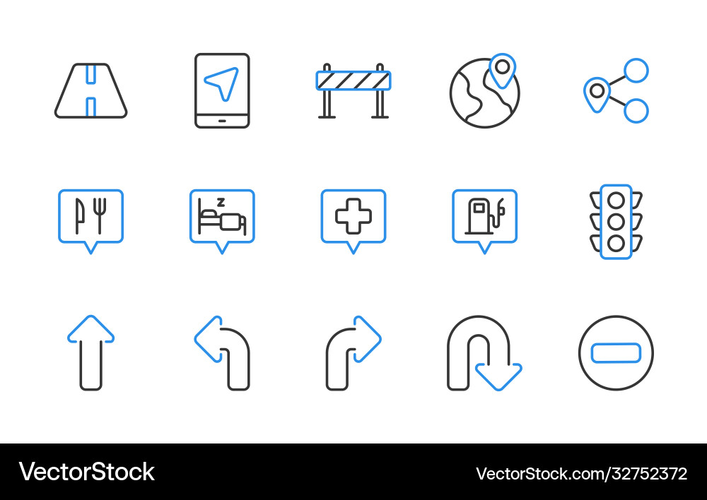Set maps and location line icons vector image