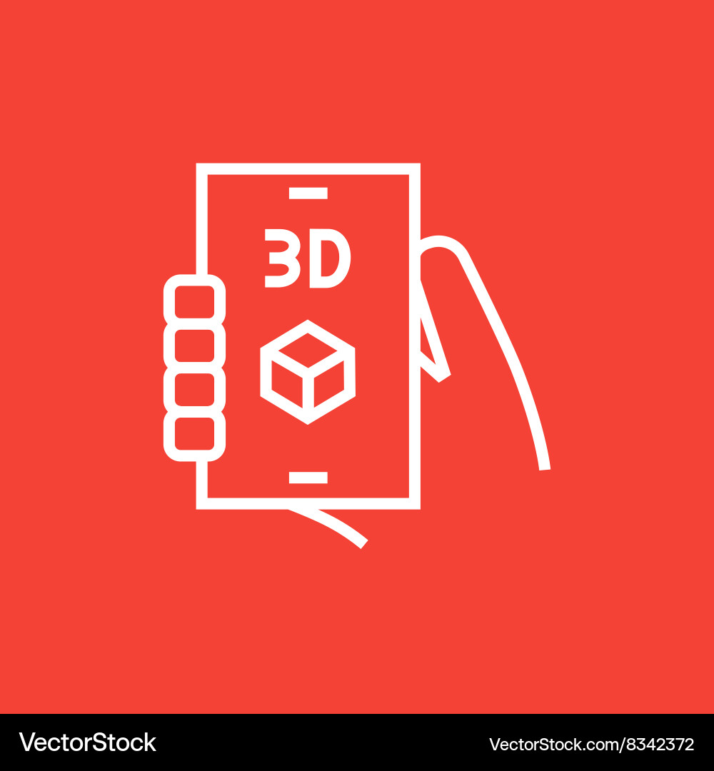 Smartphone with three d box line icon vector image