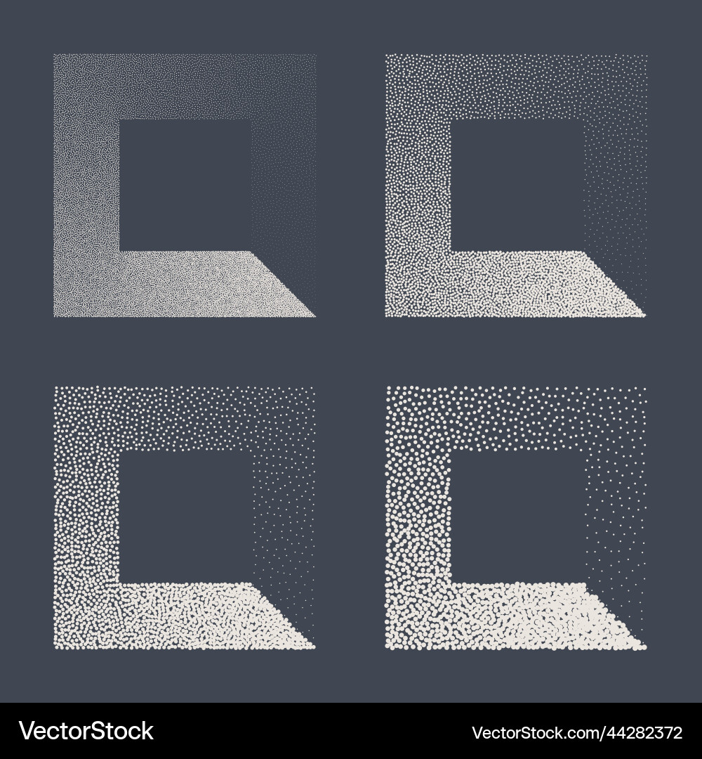 Square shaped dotted objects stipple elements Square shaped dotted objects stipple elements vector image
