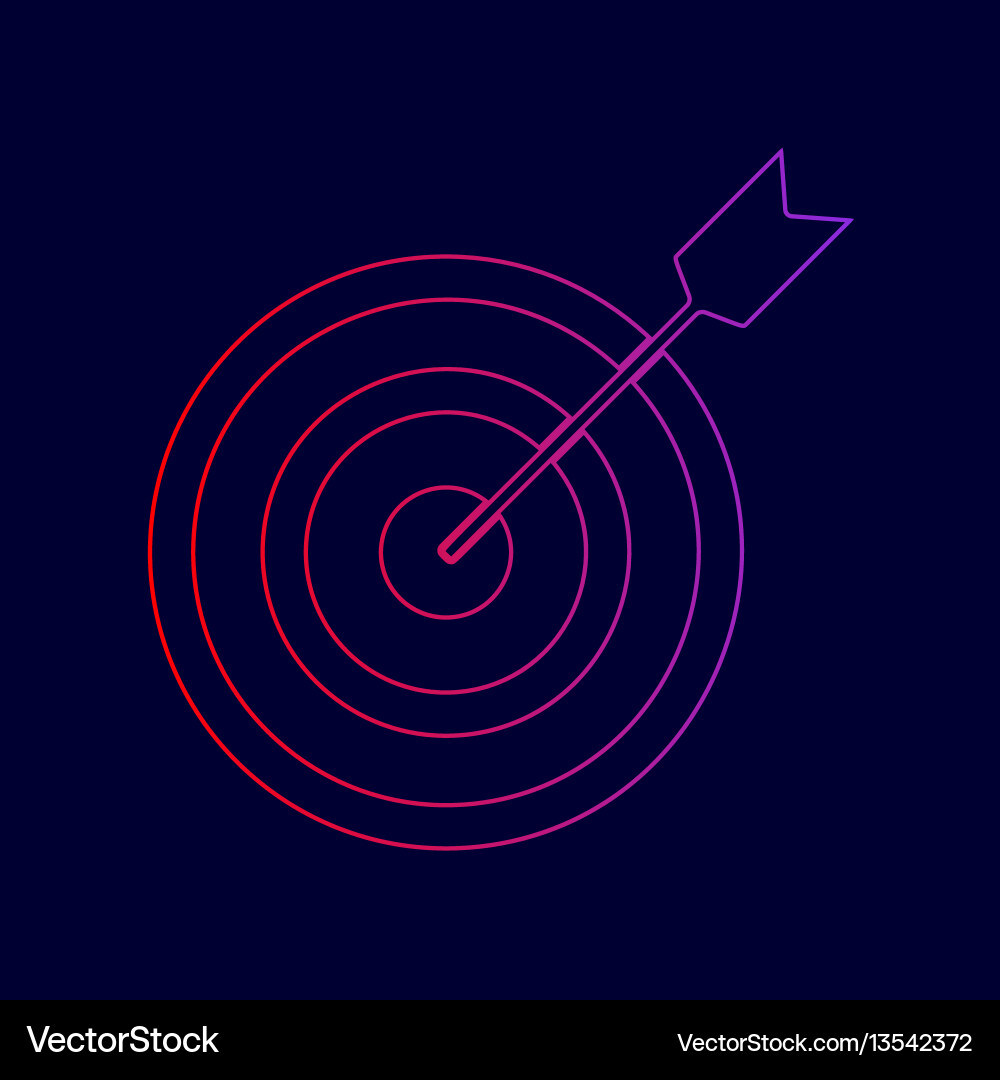 Target with dart line icon gradient Vector Image