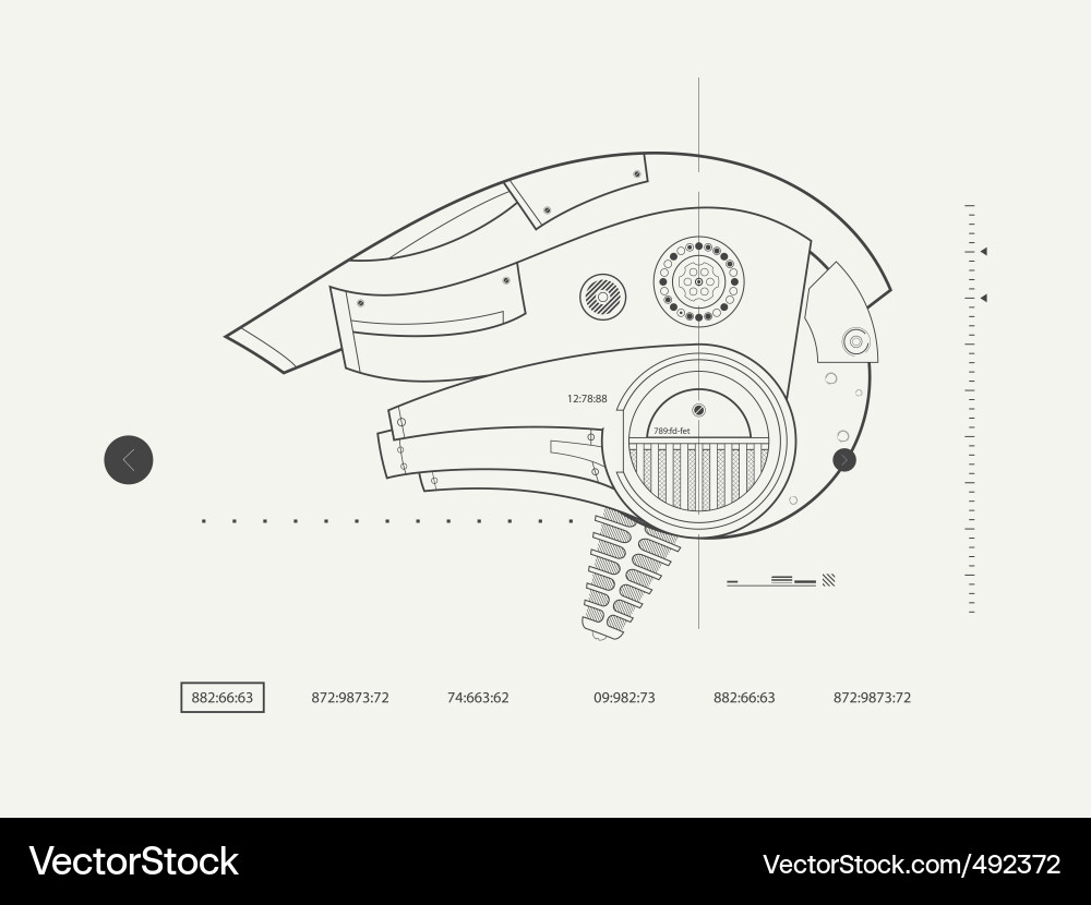 Technical Blueprint Sketch of Gears vector image