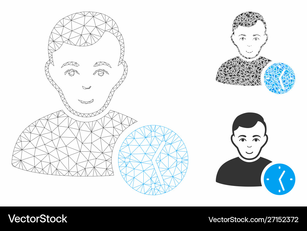 User clock mesh wire frame model User clock mesh wire frame model vector image