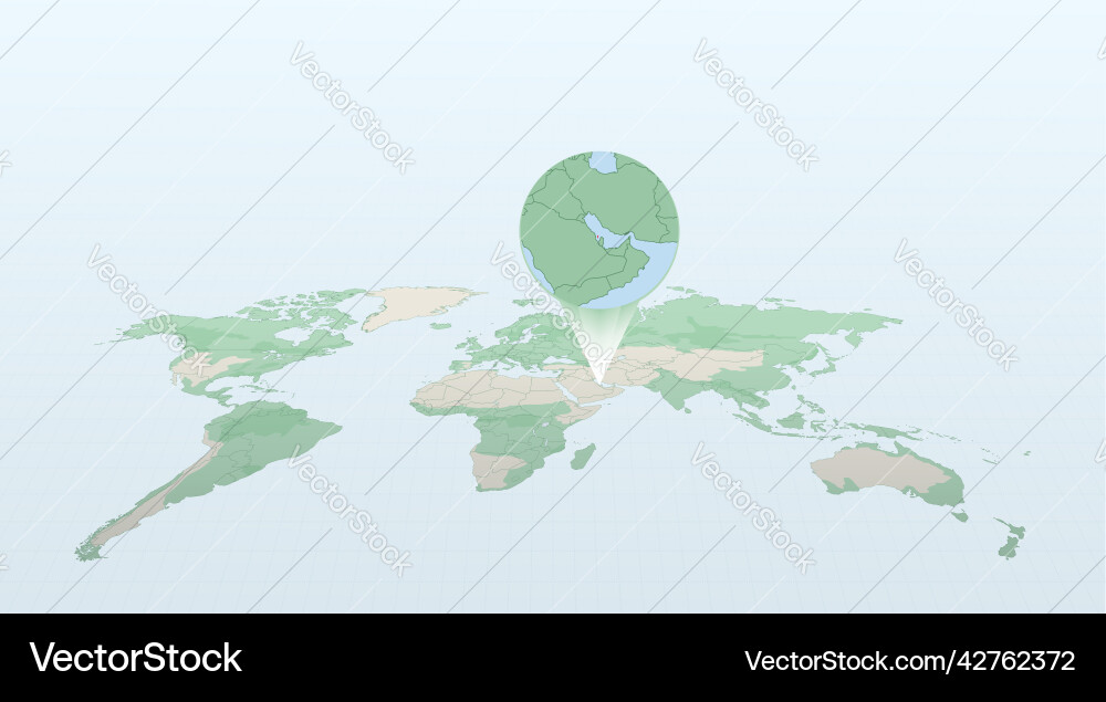 World map in perspective showing the location World map in perspective showing the location vector image