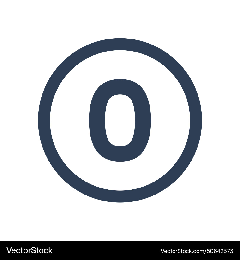 0 icon numeric number inside circle two vector image
