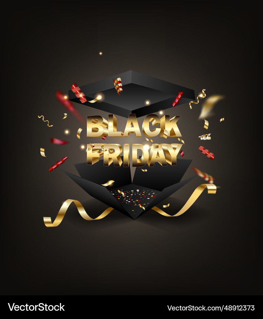 Black friday sale realistic 3d template of open Black friday sale realistic 3d template of open vector image