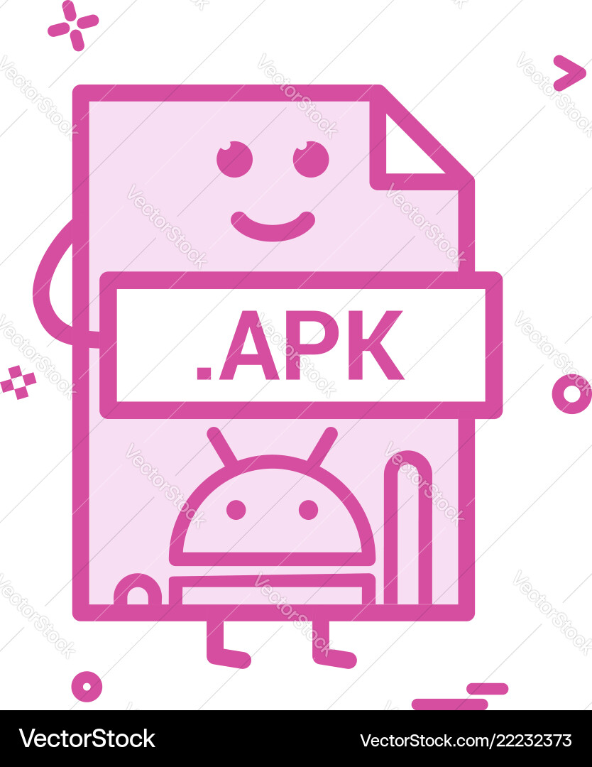 Computer apk file format type icon design Vector Image