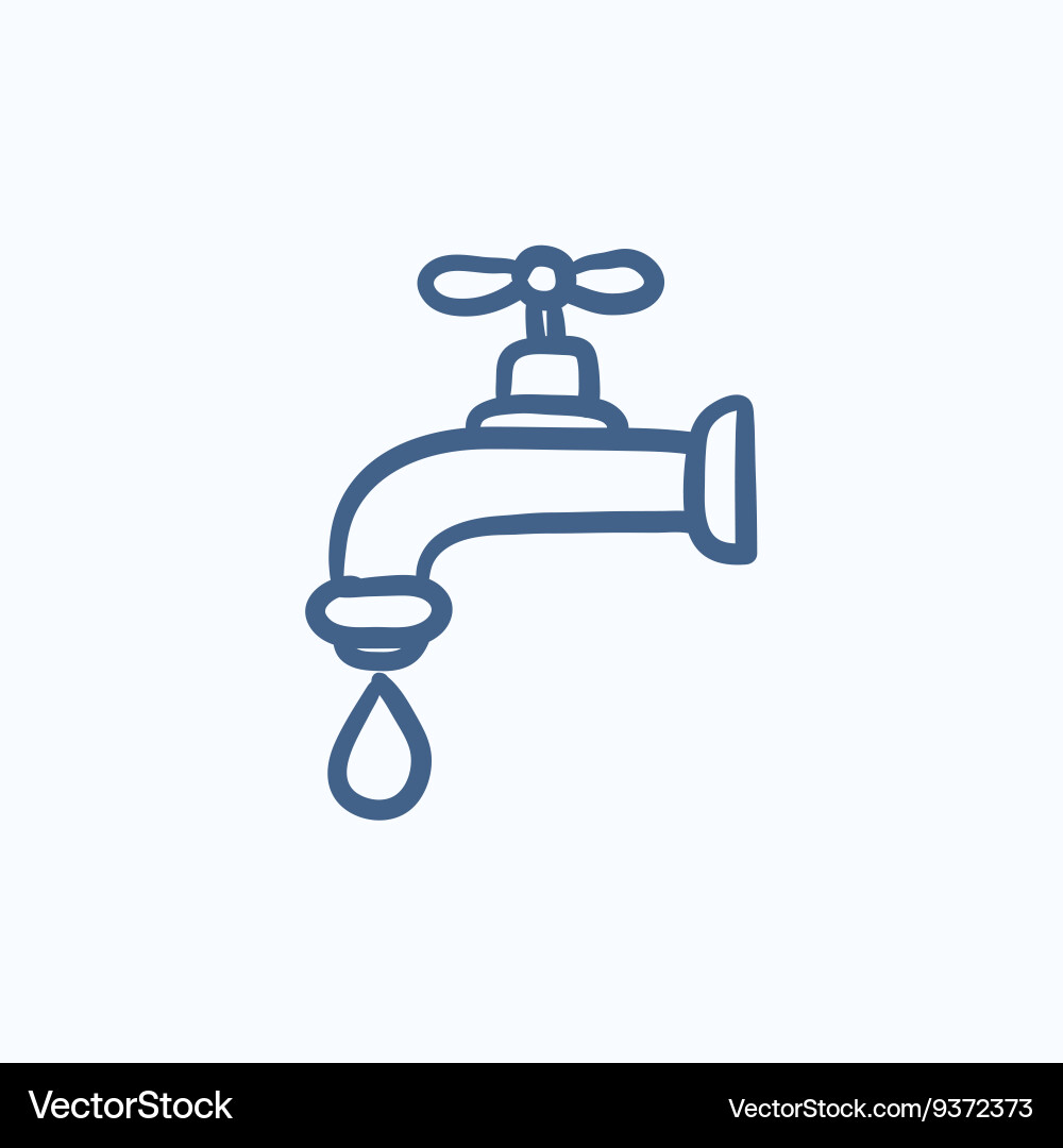 Dripping tap with drop sketch icon vector image