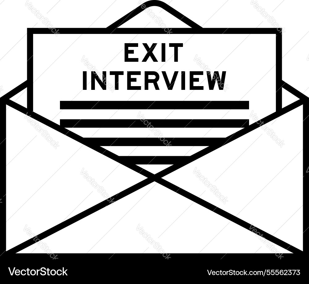 Envelope and letter sign with word exit interview Vector Image