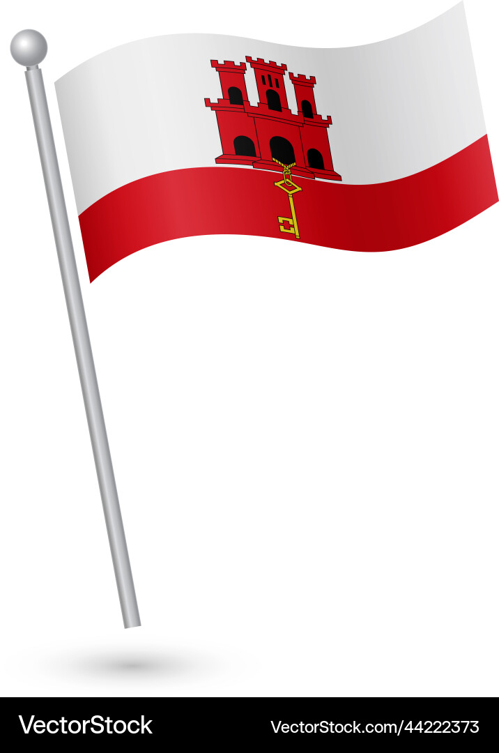 Gibraltar Flag on Pole Vector Image