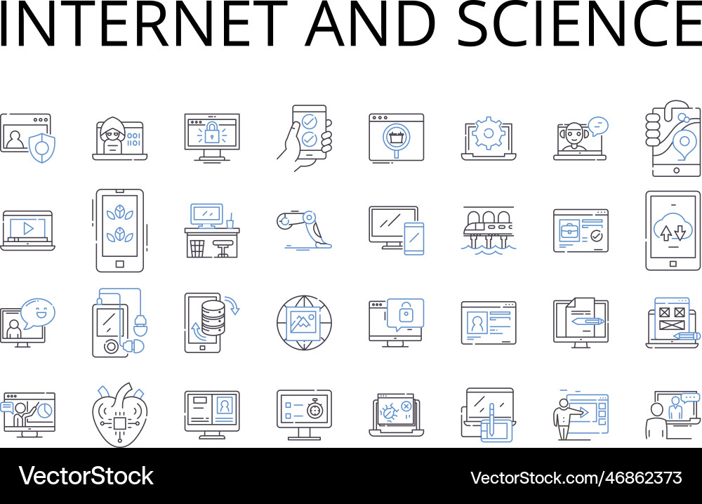 Internet and science line icons collection Vector Image