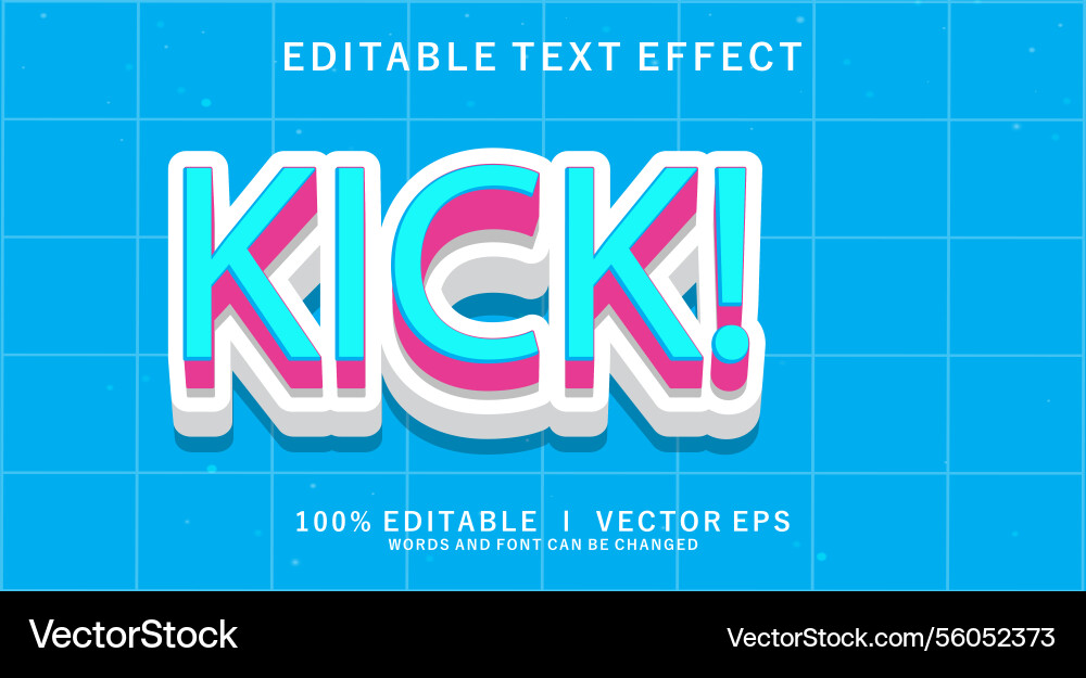 Kick text effect with modern style design Kick text effect with modern style design vector image