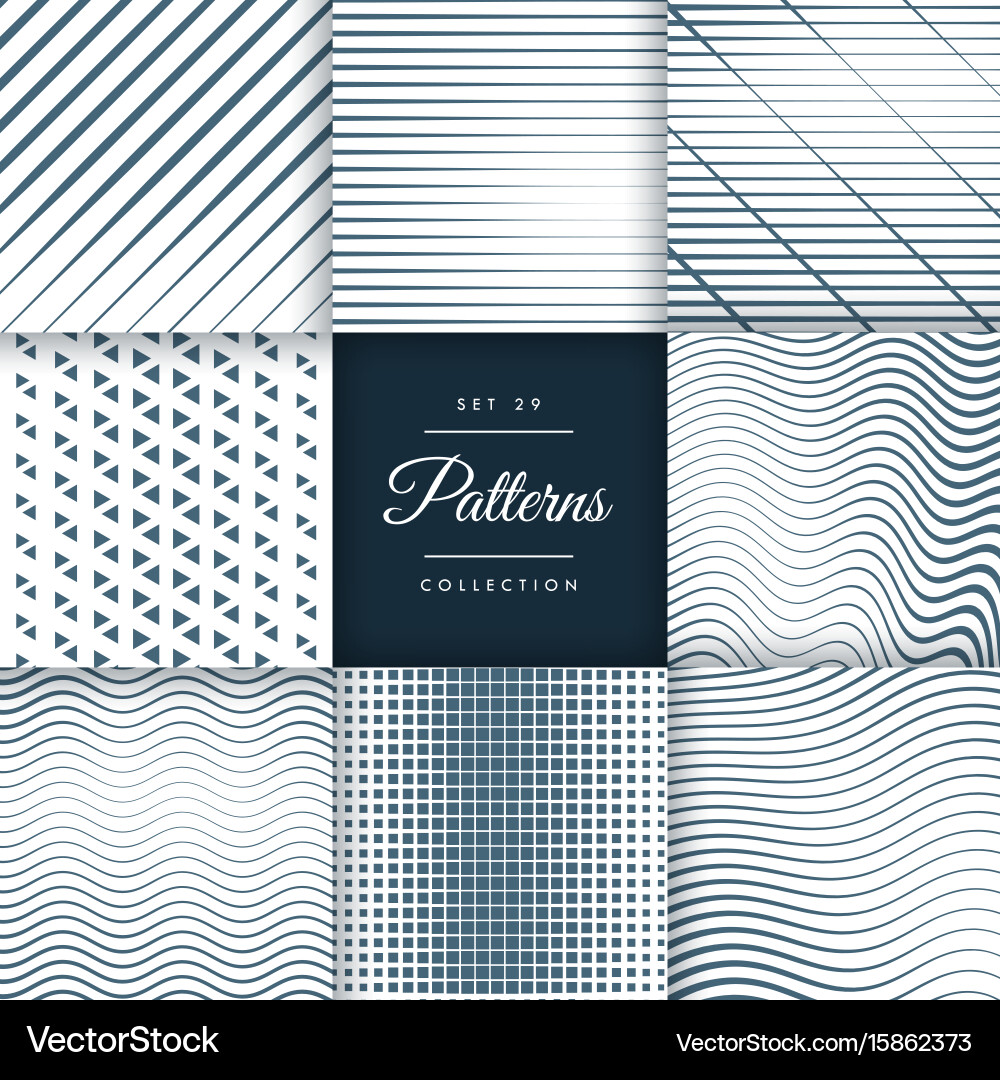 Linear Line Pattern Set Vector Image