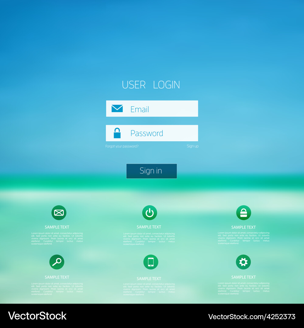 Login form page with blurred background web site vector image
