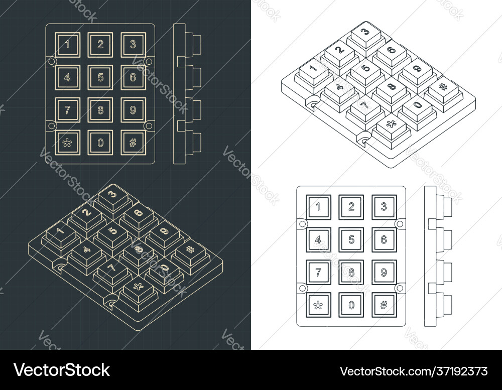 Numeric keypad drawings Numeric keypad drawings vector image