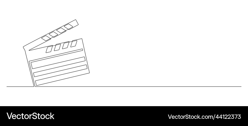 One continuous line drawing of clapper board One continuous line drawing of clapper board vector image