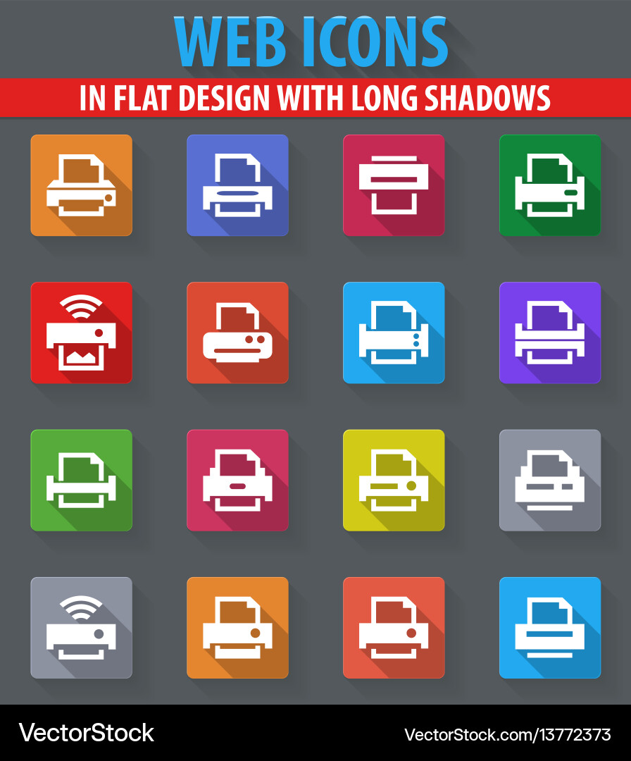 Print icons set Vector Image