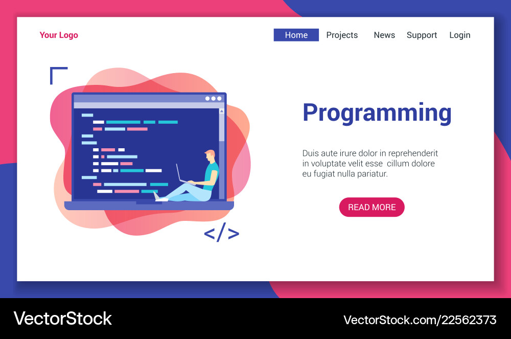 Programming Landing Page Template vector image